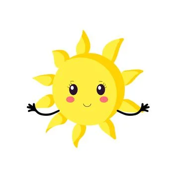 Vector logo of the sun icon. Silhouette of a kawaii-style. Sun icon on a white Stock Illustration
