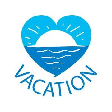 Vector logo sunset over the sea in the heart 스톡 일러스트