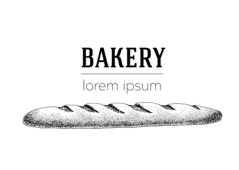Vector logo template with baguette. Can be use for bakery, pastry shop, res.. Stock Illustration