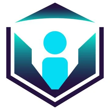 Vector logo template of a person with glowing wings and an upward arrow Stock Illustration