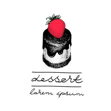 Vector logo template with a piece of cake with a berry. Can be use for bake.. Stock Illustration