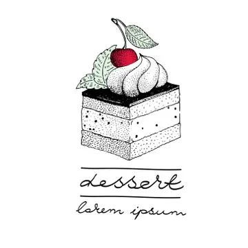 Vector logo template with a piece of cake with a berry. Can be use for bake.. Stock Illustration
