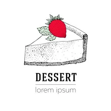 Vector logo template with a piece of cake with a berry. Can be use for bake.. Stock Illustration