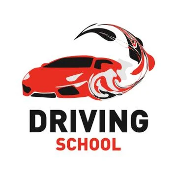 Vector logo on the theme of driving school, car Stock Illustration