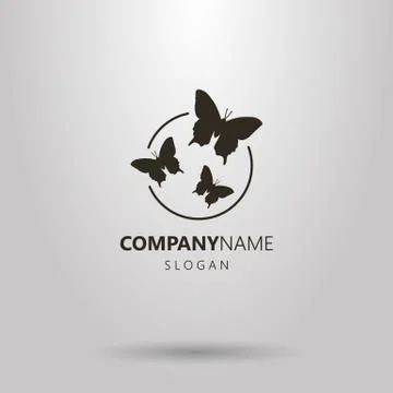 Vector logo of three butterflies in a round frame Stock Illustration