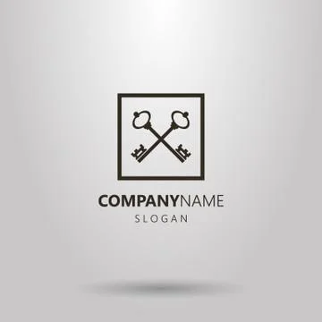 Vector logo of two crossed keys in a square frame Illustrazione stock