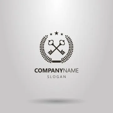 Vector logo with two crossed keys in a laurel wreath Illustrazione stock