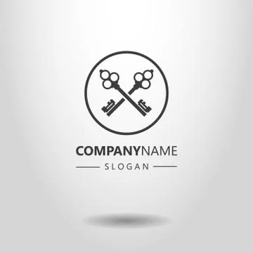 Vector logo of two crossed retro style keys in a round frame Stock Illustration