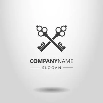 Vector logo of two crossed retro style keys Stock Illustration