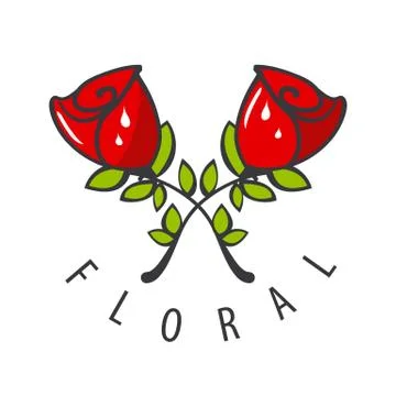 Vector logo two red roses Stock Illustration