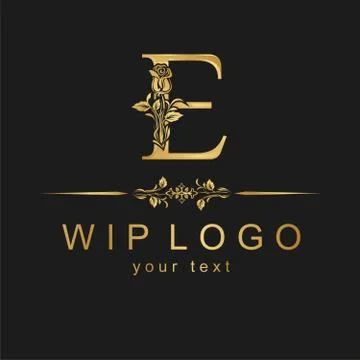 Vector logo with vintage flower. Stock Illustration