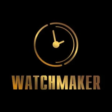 Vector logo for watchmaker and watch repair Stock Illustration