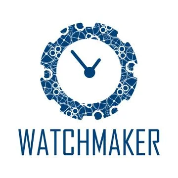 Vector logo for watchmaker and watch repair Stock Illustration