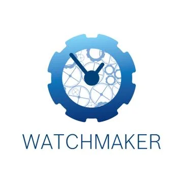 Vector logo for watchmaker and watch repair Stock Illustration