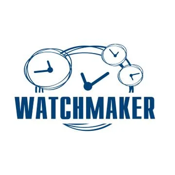 Vector logo for watchmaker and watch repair Stock Illustration