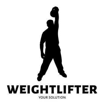 Vector logo weights. The athlete lifts a weight with one hand Stock Illustration