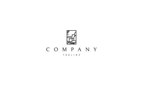 Vector logo on which is an abstract image of the silhouette of the city. イラスト素材