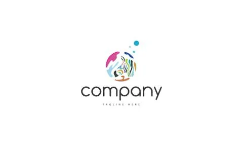 Vector logo on which the abstract image of the head of a zebra in a circle. Illustrazione stock