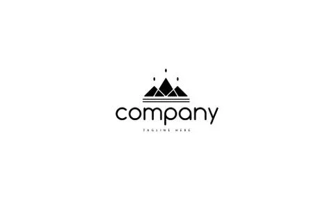 Vector logo on which an abstract image of three mountains. Stock Illustration
