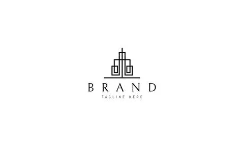 Vector logo on which an abstract image of a tall house in a linear style イラスト素材