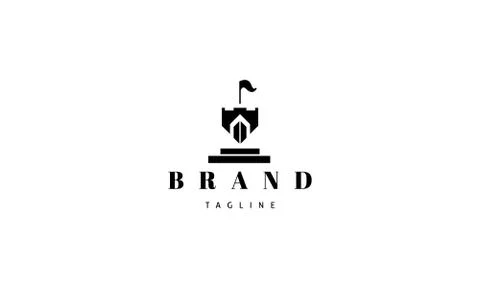 Vector logo on which an abstract image of a defensive tower. Stock Illustration