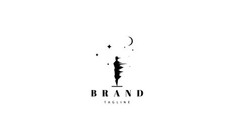 Vector logo on which an abstract image of a man under a strong wind against the Stock Illustration