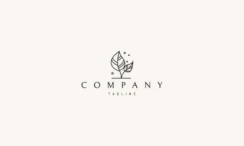 Vector logo on which an abstract image of two leaves. Stock Illustration