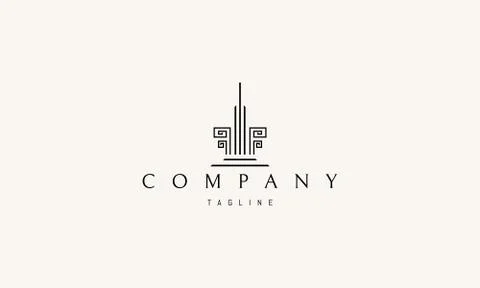 Vector logo on which the abstract image of the tower in the Greek style. Illustrazione stock
