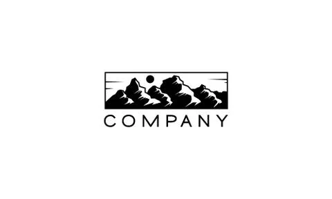 Vector logo on which an abstract image of a mountain range. Stock Illustration