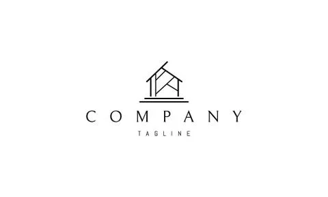 Vector logo on which an abstract image of a small house. 스톡 일러스트
