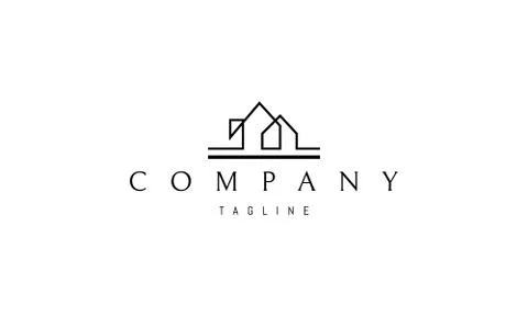 Vector logo on which an abstract image of two buildings. Illustrazione stock