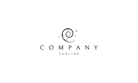 Vector logo on which an abstract image of a spiral that also looks like a shell. Stock Illustration