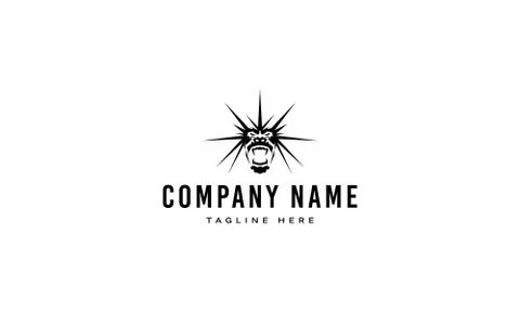 Vector logo on which an abstract image of a monkey is furious. Stock Illustration