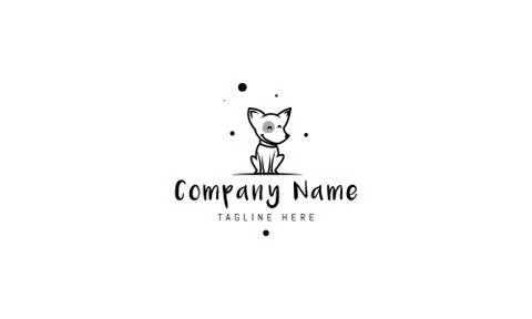 Vector logo on which an abstract image of a sitting cute dog. Stock Illustration