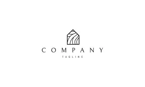 Vector logo on which an abstract image of a house made of wood. Stock Illustration