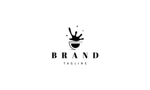 Vector logo on which an abstract image of a cup of splashed coffee. Illustrazione stock