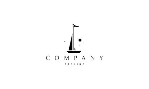 Vector logo on which an abstract image of a yacht at sea. Stock Illustration