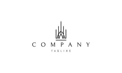 Vector logo on which an abstract image of a tall building. Stock Illustration