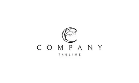Vector logo on which an abstract image of an elegant moon with a twig. Stock Illustration