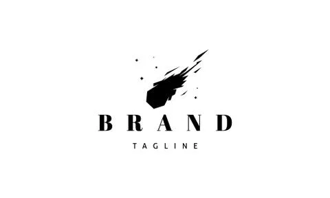 Vector logo on which an abstract image of a falling asteroid. Stock Illustration