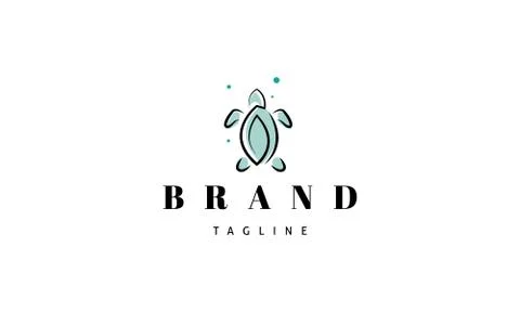 Vector logo on which an abstract image of a turtle in a linear style. Stock Illustration