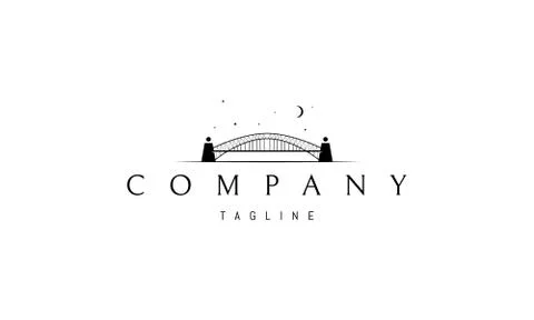 Vector logo on which an abstract image of the bridge against the night sky. Stock Illustration