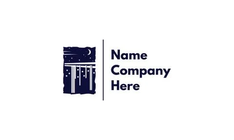 Vector logo on which an abstract image of chopsticks, from which noodles hang, a Stock Illustration