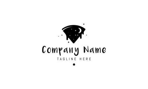 Vector logo on which an abstract image of a piece of pizza, the filling of which Stock Illustration