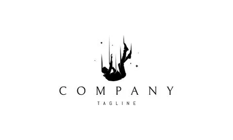 Vector logo on which an abstract image of a falling man. Stock Illustration