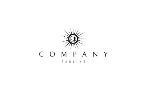 Vector logo on which an abstract image of the sun with rays in the center of 스톡 일러스트