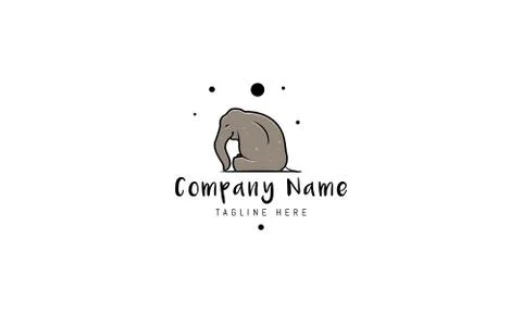 Vector logo on which an abstract image of a sitting baby elephant. Stock Illustration