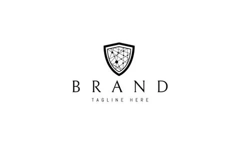 Vector logo on which an abstract image of a shield with lines inside Illustrazione stock