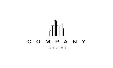 Vector logo on which an abstract image of a modern city. Stock Illustration