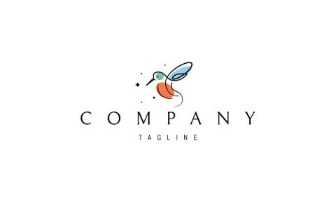 Vector logo on which an abstract image of a hummingbird bird with color Stock Illustration